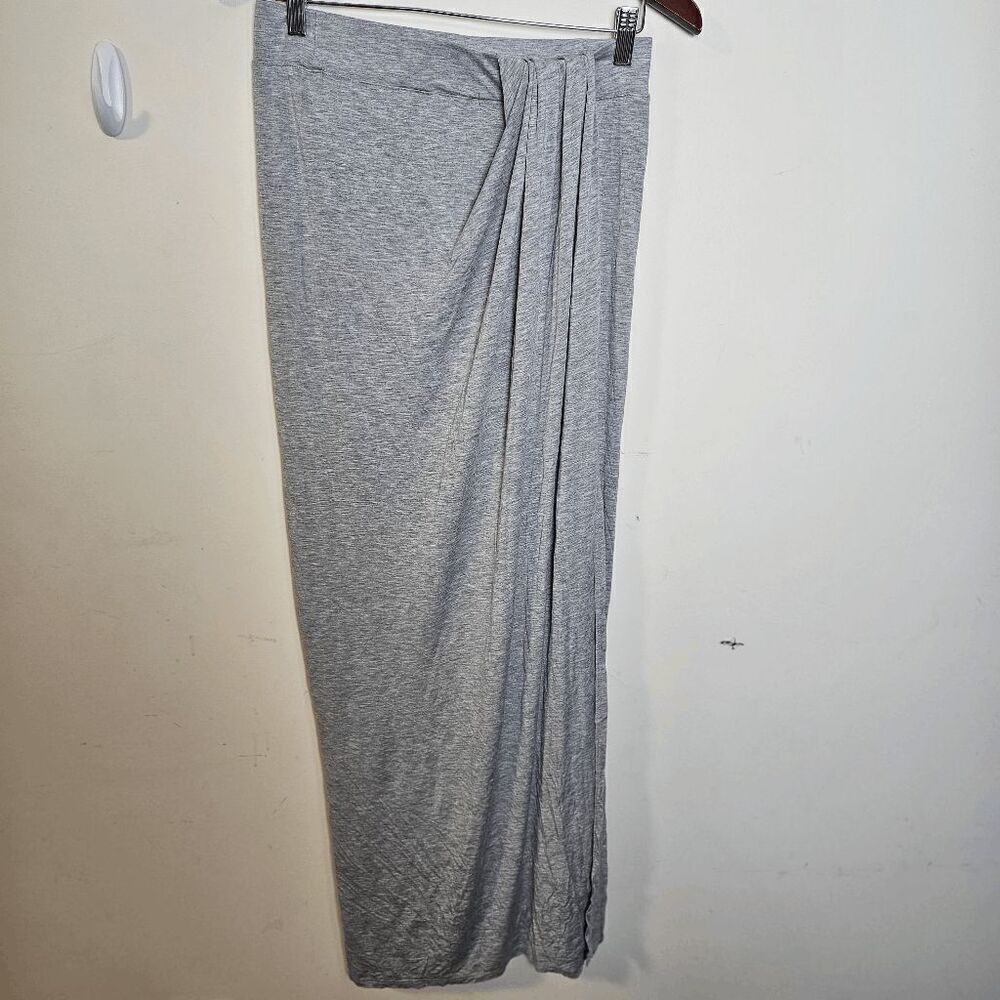 Three dots Front Faux Wrap Tie Knotted Maxi Skirt Womens Grey Size Medium